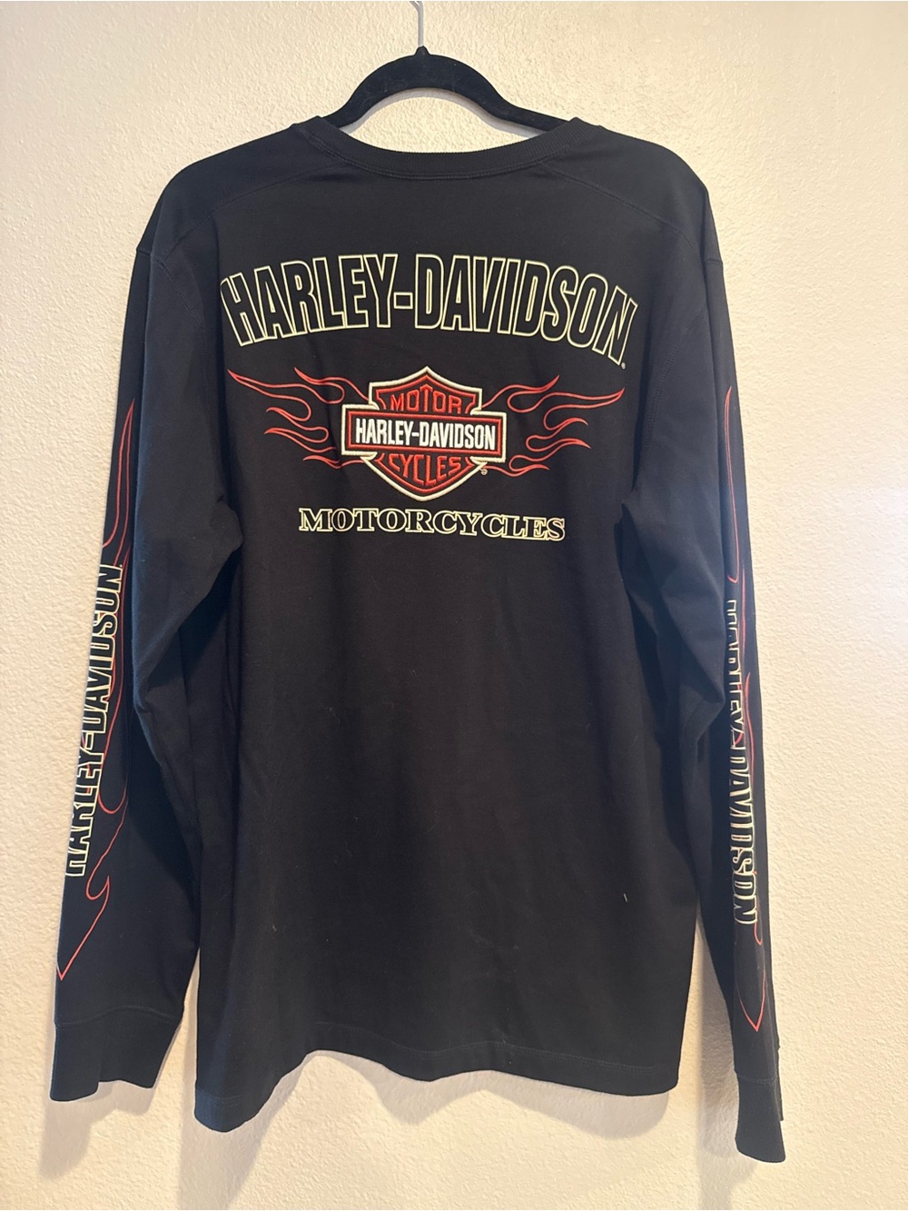 Harley-Davidson Men’s Embroidered Black Long Sleeve Graphic Shirt Large